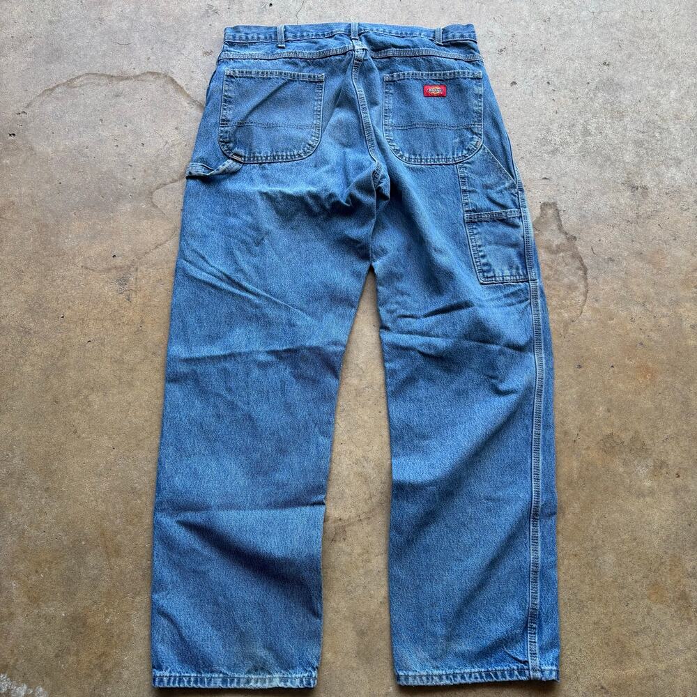 Men's Dickies Midwash Denim Distressed Carpenter Skate Blue Jeans Sz 36 x 34